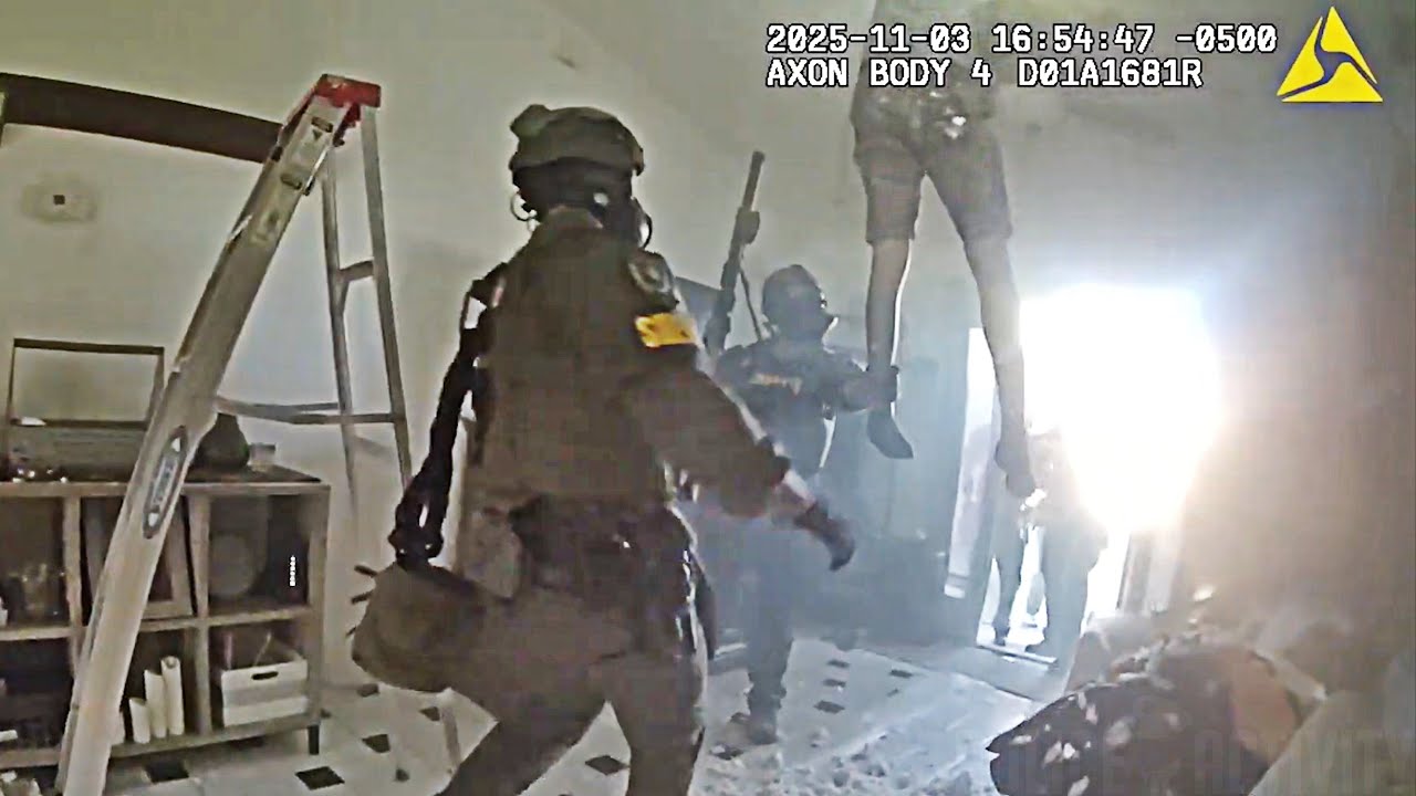 Thumbnail for Barricaded Suspect Hiding From SWAT Falls Through Ceiling Into Their Arms