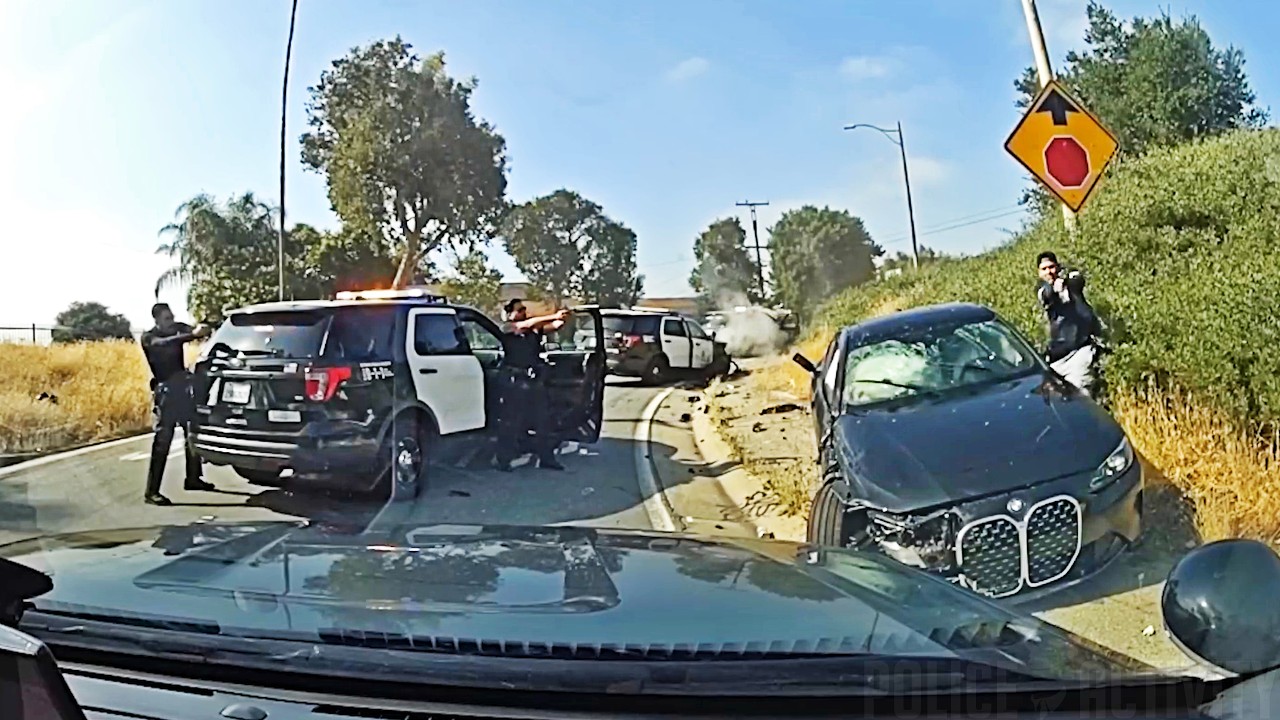 Thumbnail for Suspect Shot After Slamming BMW Into Police Cruisers And Aiming Gun