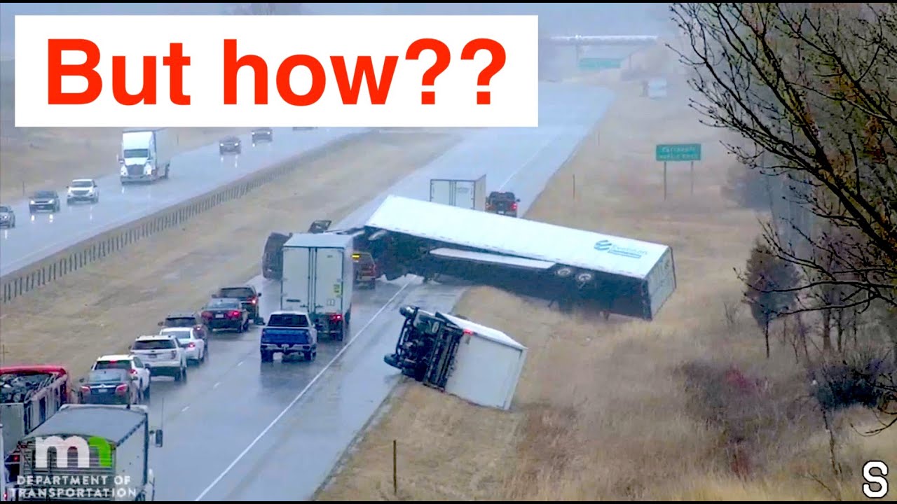 Thumbnail for 6 Semi-Trucks rollover in 40 seconds